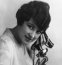 woman on old fashioned telephone